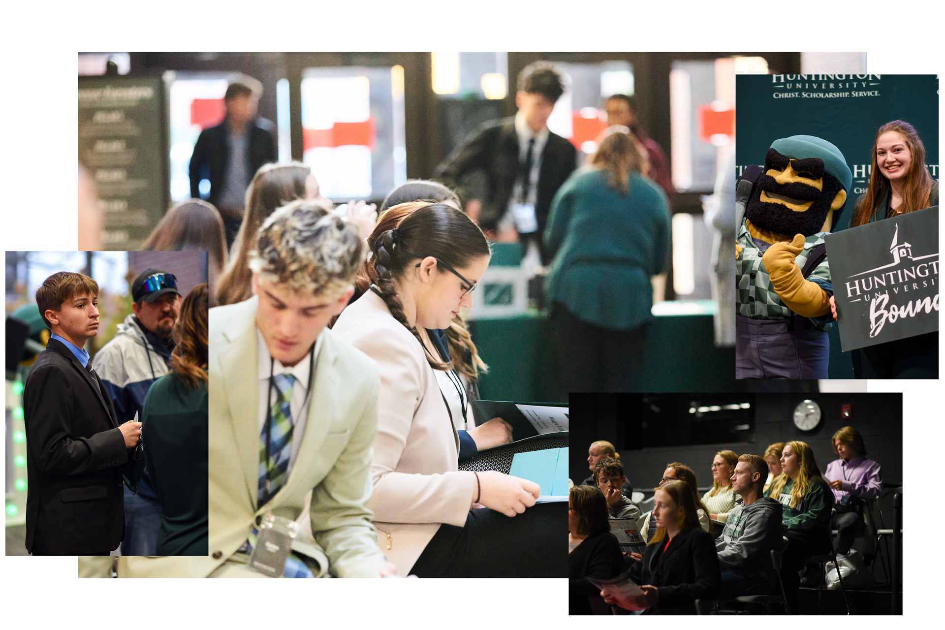 A collage of students participating in HU's scholars day.