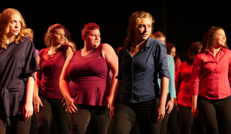 Acting students practicing.