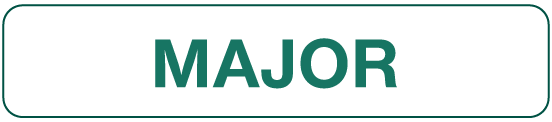 A label that says the word 'major'
