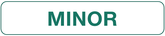 A label that says the word 'minor'