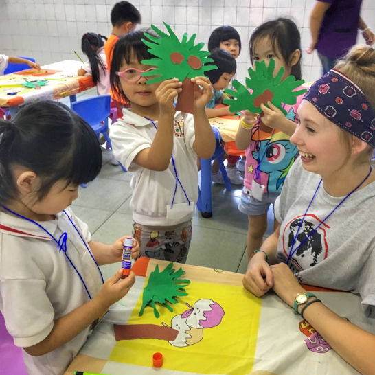 TESOL students teaching kids.