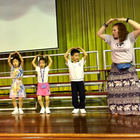 Dancing presentation from a group of kids.